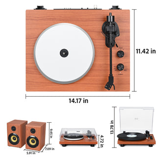 Bluetooth Input & Output Record Player HiFi System with 60W Speakers UD016