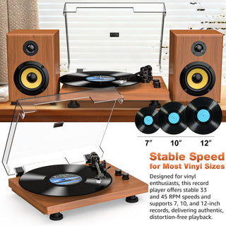 Bluetooth Input & Output Record Player HiFi System with 60W Speakers UD016