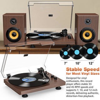 Bluetooth Input & Output Record Player HiFi System with 60W Speakers UD016