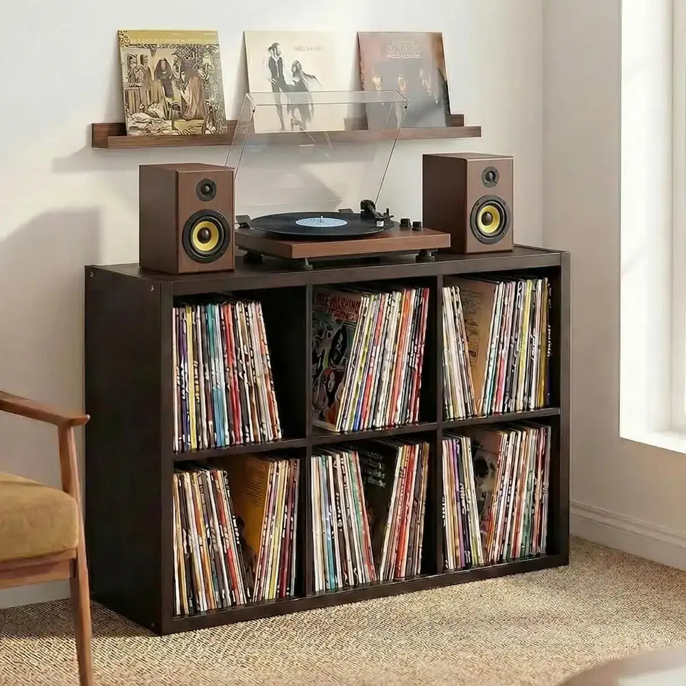 Retrolife Turntable Official Store 6-Cube Record Player Stand Vinyl Storage Holds 480+ Albums 43.8x30.7x14.6 inch