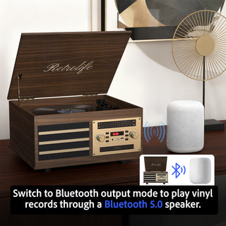 8-in-1 Vinyl Record Player Music Center with Built-in Speakers & CD Player RT15