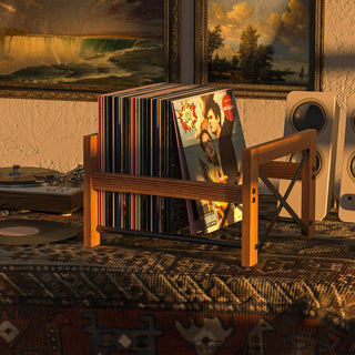 Iron & Pine Wood LP Organizer for 50–100 Albums