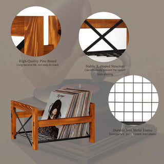 Iron & Pine Wood LP Organizer for 50–100 Albums