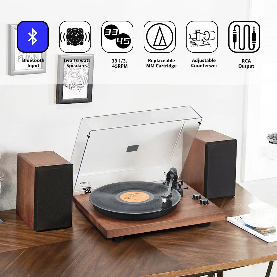 SY101 Bluetooth Record Player HiFi System with External Speakers 