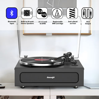 Upgraded Bluetooth Record Player with Built-in HiFi Speakers HQ-KZ018