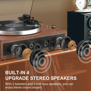Bluetooth Record Player with Stereo Speakers R517 Black