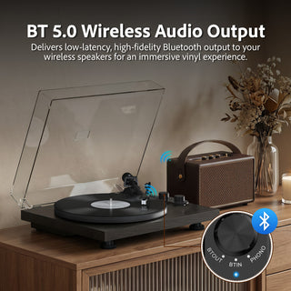 Bluetooth In&Out Record Player HiFi System with Upgraded Quality Speakers UD006