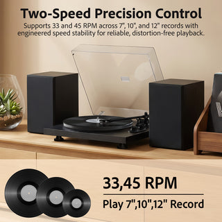 Bluetooth In&Out Record Player HiFi System with Upgraded Quality Speakers UD006