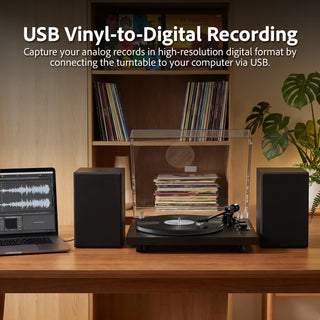 Bluetooth In&Out Record Player HiFi System with Upgraded Quality Speakers UD006