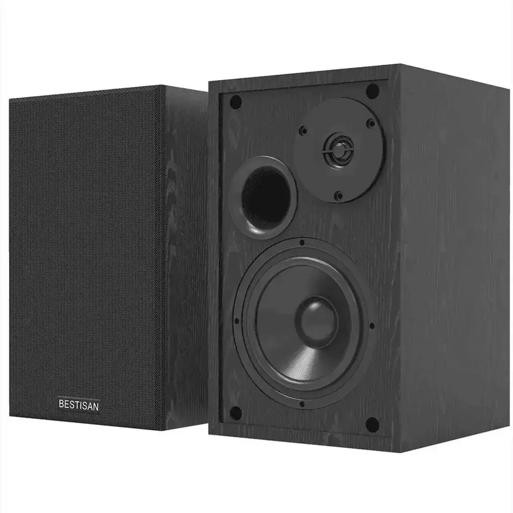 Retrolife Turntable Official Store Bluetooth 5.0 Bookshelf Speakers with Bass Adjustable
