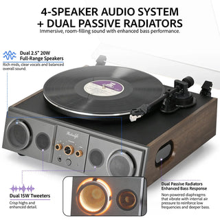 Performance Record Player with Built-in 70W Speakers System T27S