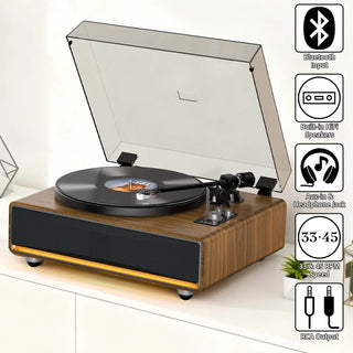 Light Up Record Player with Built-in 40W Speakers & ATN-3600L MM Stylus RT26