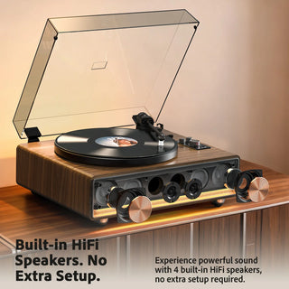 Light Up Record Player with Built-in 40W Speakers & ATN-3600L MM Stylus RT26