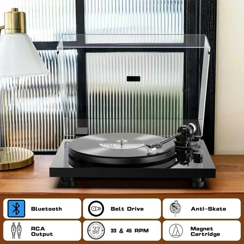 Retrolife Audiophile Bluetooth Out Turntable with Anti-Skate Control & ATN-3600L Cartridge HQKZ-006 Pro