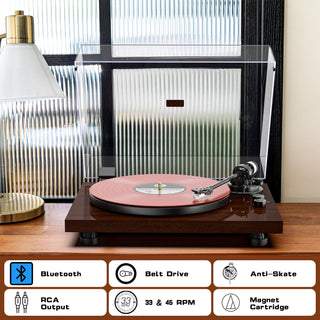 Upgraded Bluetooth HiFi Turntable HQKZ-006 Pro Red Wine