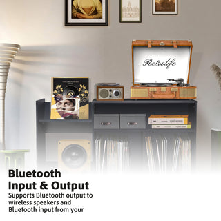 Vintage Dual Bluetooth Suitcase Record Player with Built-in Speakers R601