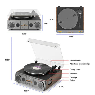 Performance Record Player with Built-in 70W Speakers System T27S