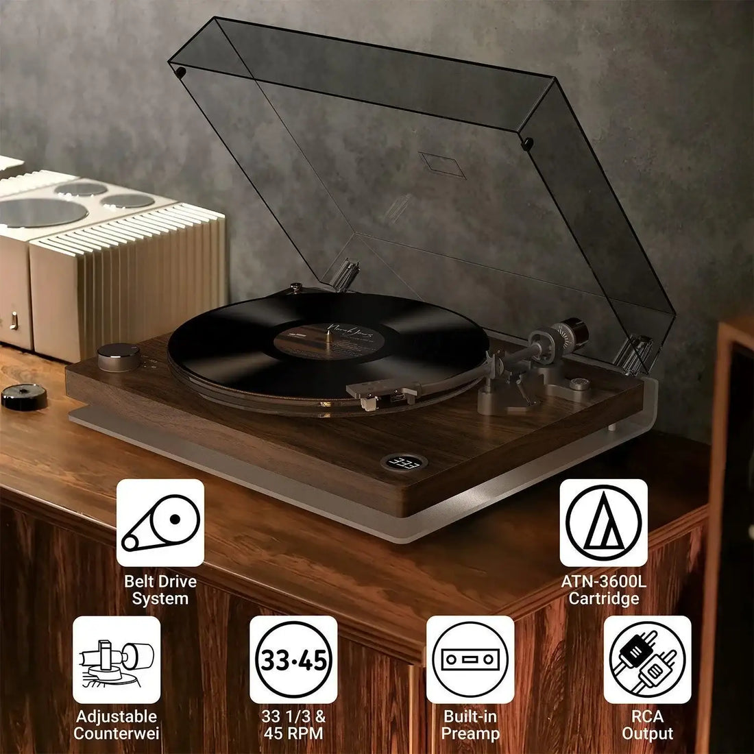 Retrolife New Arrival Record Player | R612 Pro Turntable with Speakers ...