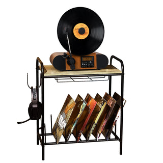 Modern Record Player Stand with Vinyl Storage
