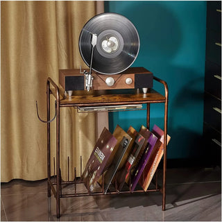 Modern Record Player Stand with Vinyl Storage