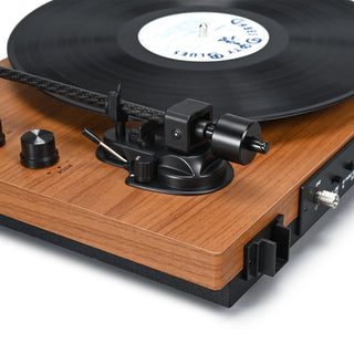 Retro Style Dual Bluetooth Turntable System with Upgraded 2×30W HiFi Speakers UD016