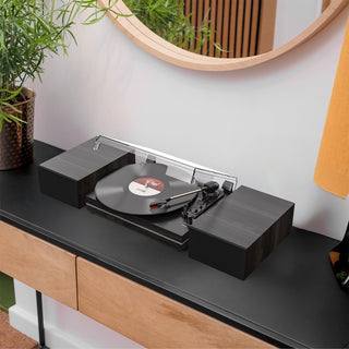 R612 Pro Affordable Bluetooth Turntable Black with External Hifi Speakers | Retrolife