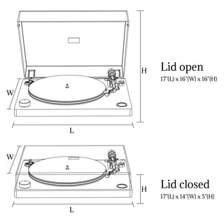 Retrolife HQKZ-011 Turntable Size: 14 inch (L) x 16 inch (W) x 16 inch (H)