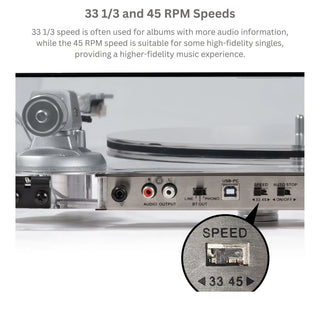 Bluetooth Output Turntable with MM Cartridge & Adjustable Counterweight ICE1