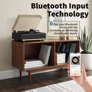 High Performance Record Player with Built-in Speakers & Warm Yellow Light RT26