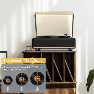 High Performance Record Player with Built-in Speakers & Warm Yellow Light RT26