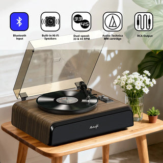 High Performance Record Player with Built-in Stereo Speakers RT522  Retrolife Official Store 