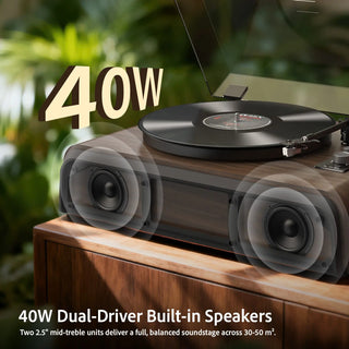 High Performance Record Player with Built-in Stereo Speakers RT522  Retrolife Official Store 