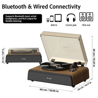 High Performance Record Player with Built-in Stereo Speakers RT522  Retrolife Official Store 