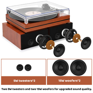 Upgrade Turntable with Two 20W External Speakers for Music Lovers R612 PRO