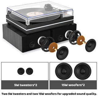 Upgrade Turntable with Two 20W External Speakers for Music Lovers R612 PRO