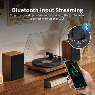 Bluetooth Input and Output Record Player HiFi System with Dual 20-Watt Stereo Speakers UD006  Retrolife Official Store 