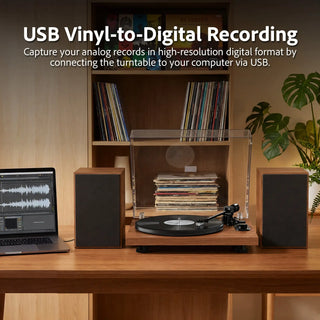 Bluetooth Input and Output Record Player HiFi System with Dual 20-Watt Stereo Speakers UD006  Retrolife Official Store 