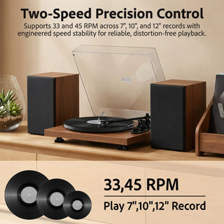 Bluetooth Input and Output Record Player HiFi System with Dual 20-Watt Stereo Speakers UD006  Retrolife Official Store 